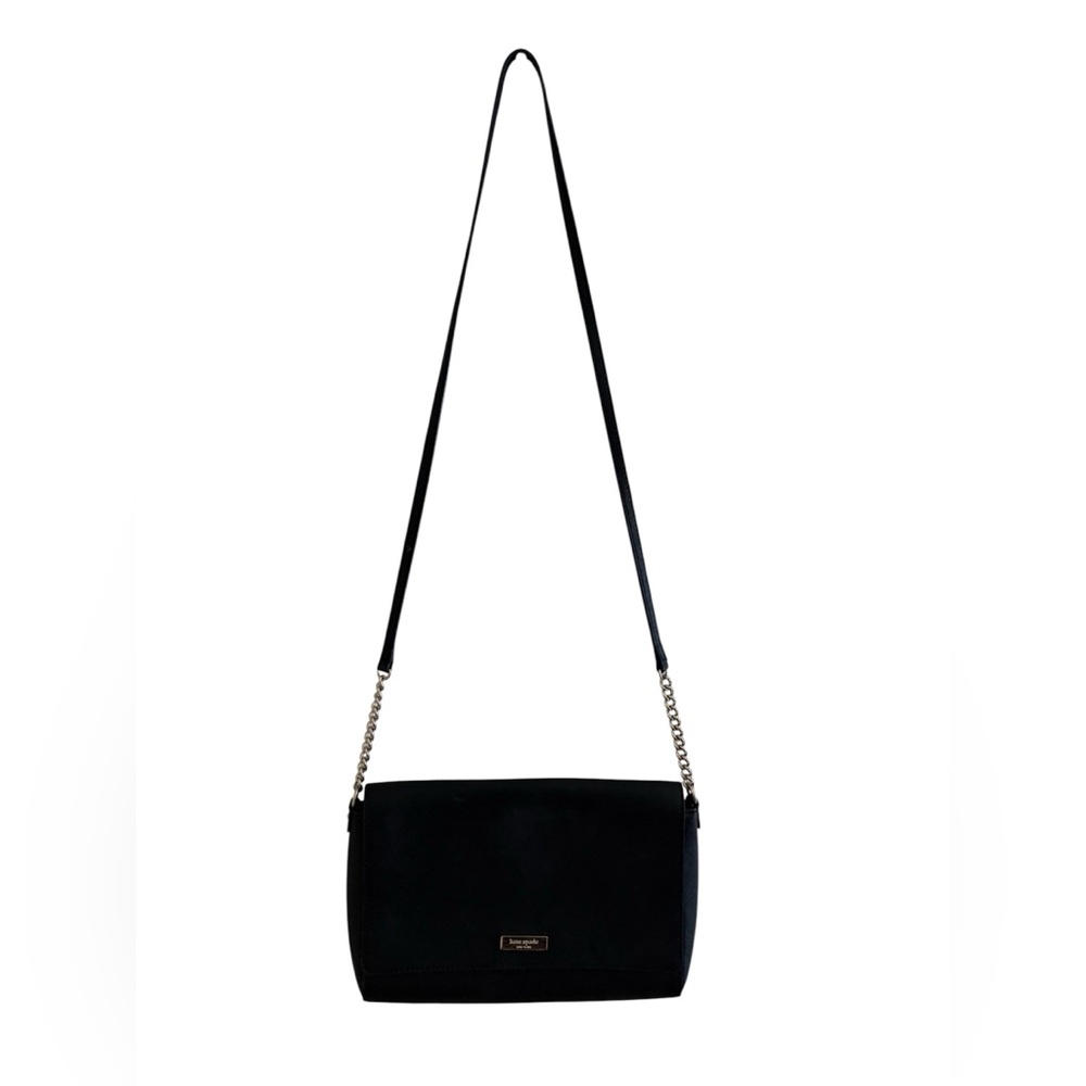 Kate Spade New York flap black leather gold hardware Crossbody bag - Picture 2 of 10